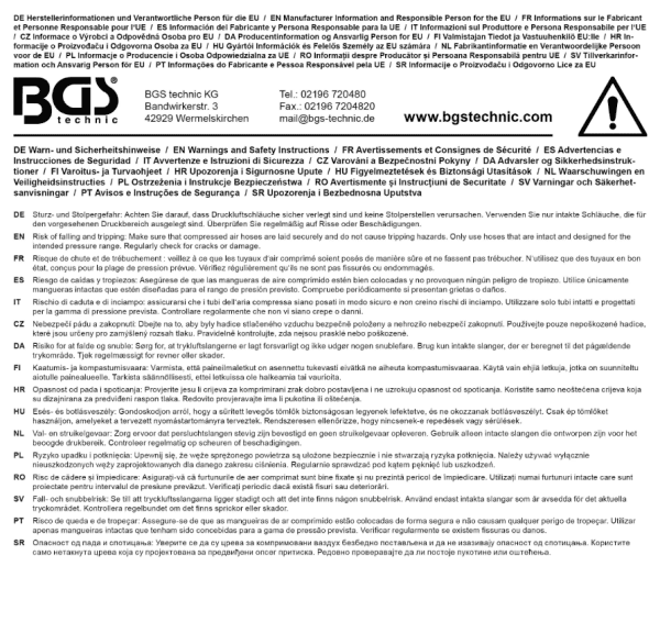 Tryckluft-Spiralslang 6 m Ø8 mm PU med snabbkoppling