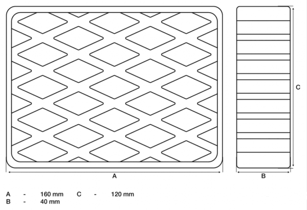 Gummiblock 160 x 120 x 40 mm