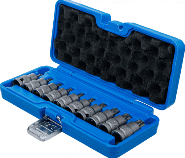 Kraft-Bitshylssats, Torx T20-T70, 1/2, 10 delar