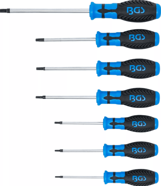 Skruvmejselsats Torx med hål, T10-T40, 7 delar
