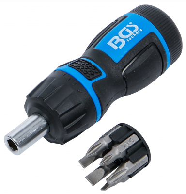 Mini spärrskruvmejsel 1/4 7 delar kompakt