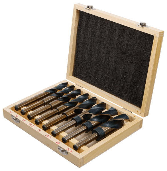 HSS-borrsats 14–25,5 mm, 8 delar – Extra stora metallborrar