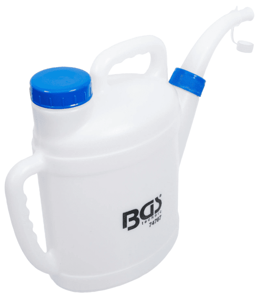 Plastvattenkanna med flexibel pip och lock, 5 liter