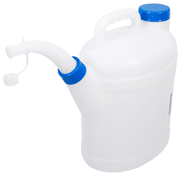 Plastvattenkanna med flexibel pip och lock, 10 liter