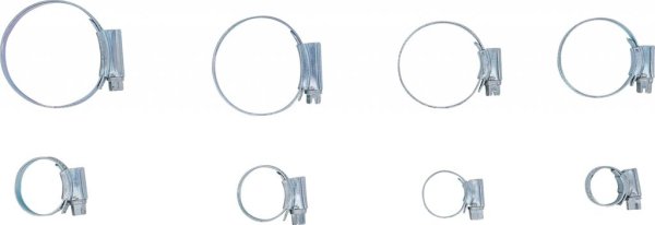 Slangklämmor Ø16–50 mm – 80 delar, sortimentslåda