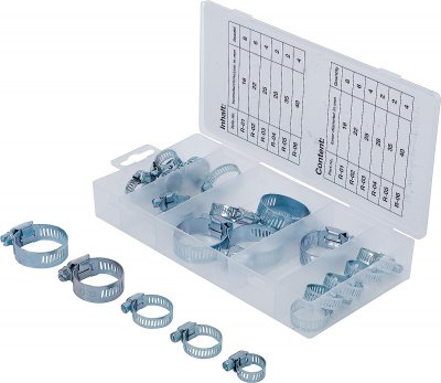 Slangklämmor Ø16–40 mm – förzinkat stål, 26 delar