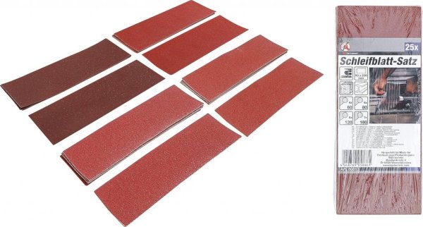 Slippappersats 93x230 mm 25 delar – K60–K180 för trä & metall