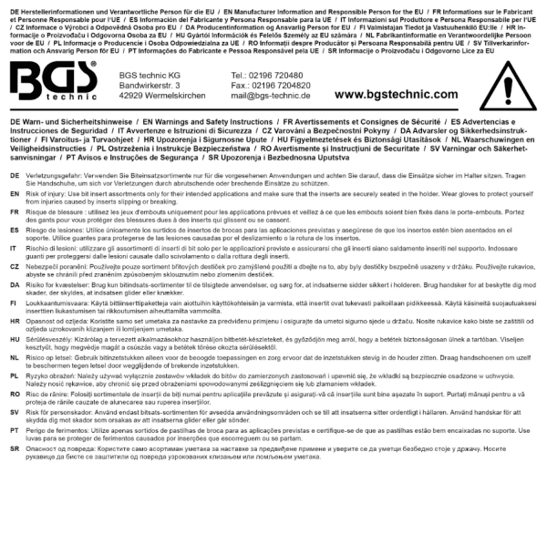 Bitshylssats, E/T-profil, 1/2", 19 delar
