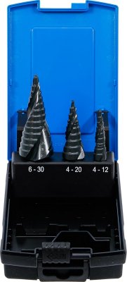 Stegborrsats HSS 4–30 mm, 3 delar