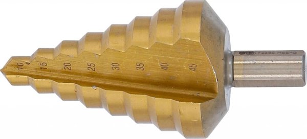 Stegborr TiN HSS 10–45 mm, 3-plansskaft