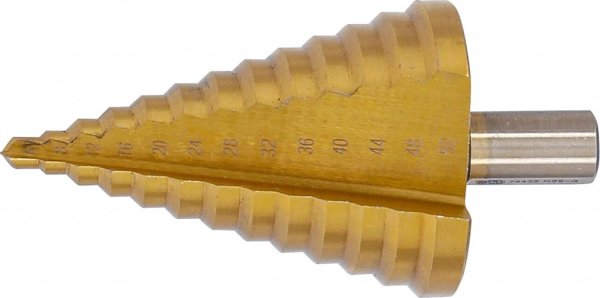 Stegborr TiN HSS 6–52 mm med 3-plansskaft