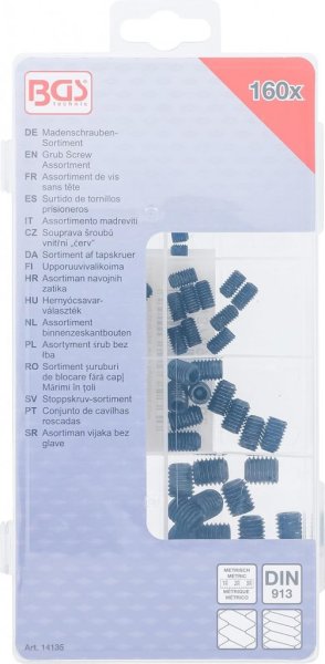 Stoppskruv Sortiment Metrisk 160 delar – DIN 913 Stål