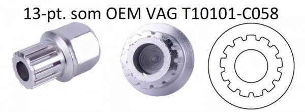Fälglås-bitshylsa för VAG, som T10101-C058