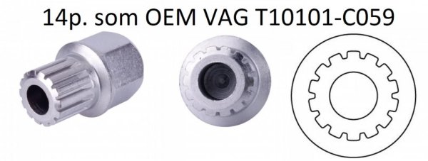 Fälglås-bitshylsa för VAG, som T10101-C059