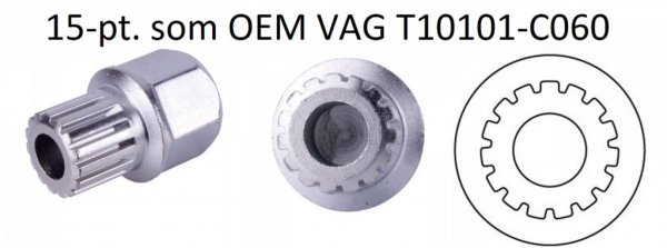 Fälglås-bitshylsa för VAG, som T10101-C060