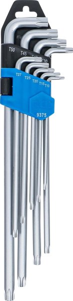 Torxnyckelsats, extra lång/extra kort T10-T50, 9 Delar