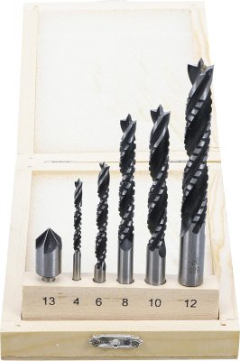 Träborr & Frässats 4–12 mm, 6 delar