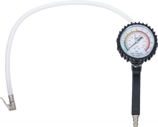 Tryckluft däckpåfyllningspistol 0–12 bar med 80 mm manometer