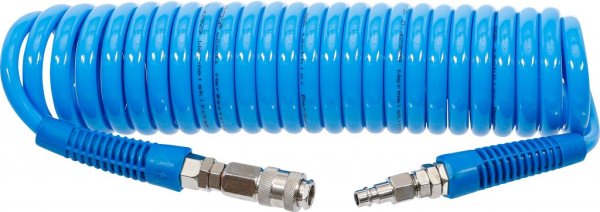 Tryckluft-Spiralslang 6 m Ø8 mm PU med snabbkoppling