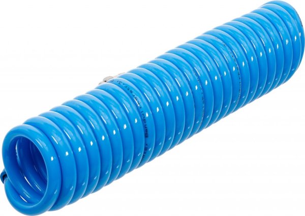 Tryckluft-Spiralslang 6 m Ø8 mm PU med snabbkoppling