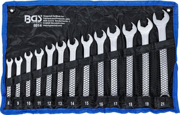 U-Ringyckel-sats, U-sidan med spärrfunktion, 8-21 mm, 13 delar
