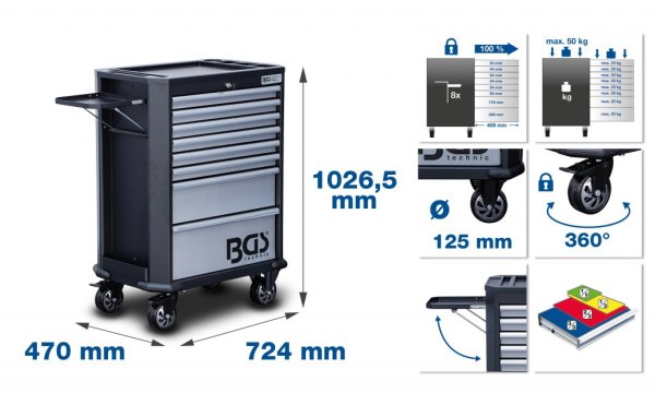 Verktygsvagn BGS 4107 med 296 verktyg
