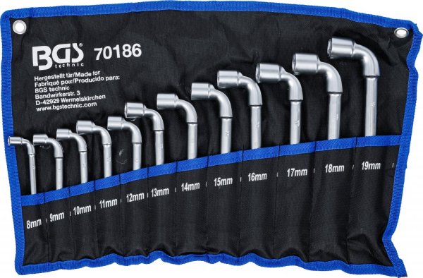 Vinklad Hylsnyckelsats, 8-19 mm, 12 delar
